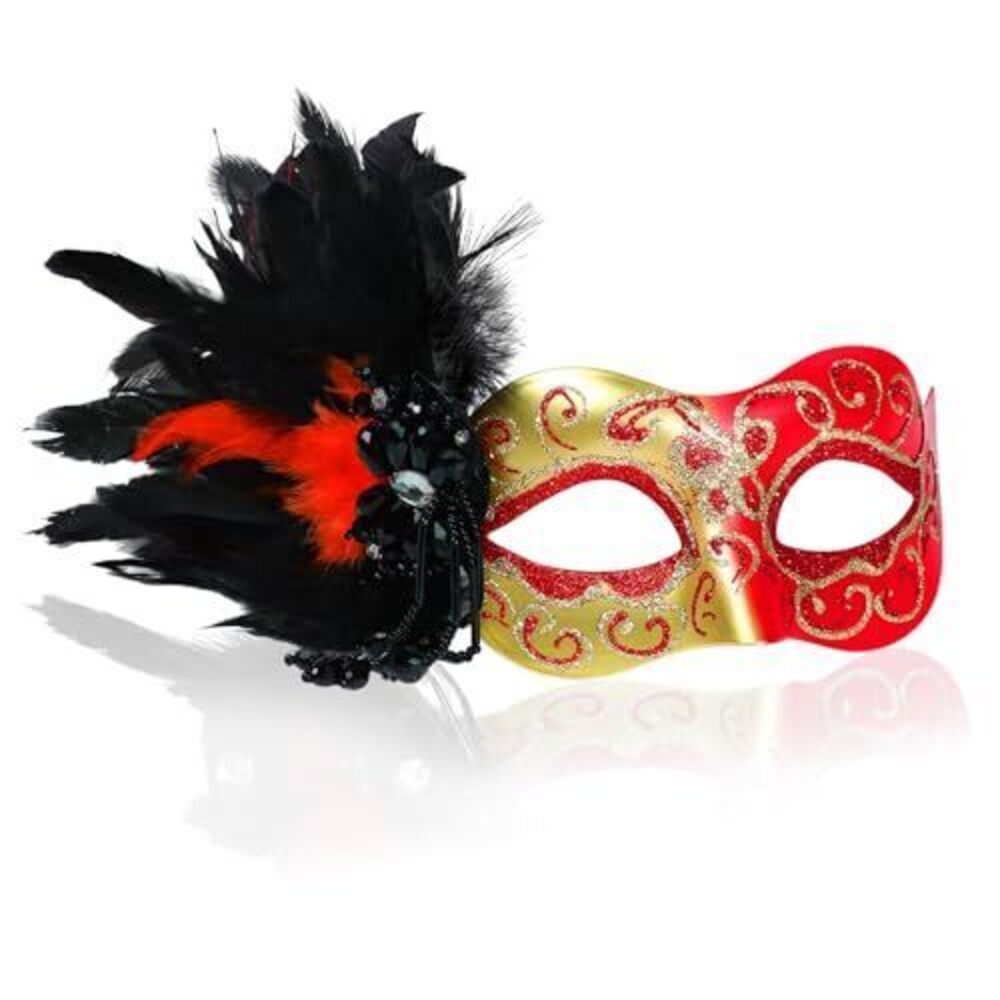 3437 Masquerade Mask Venetian Party Mask Costume Mask with Feathers